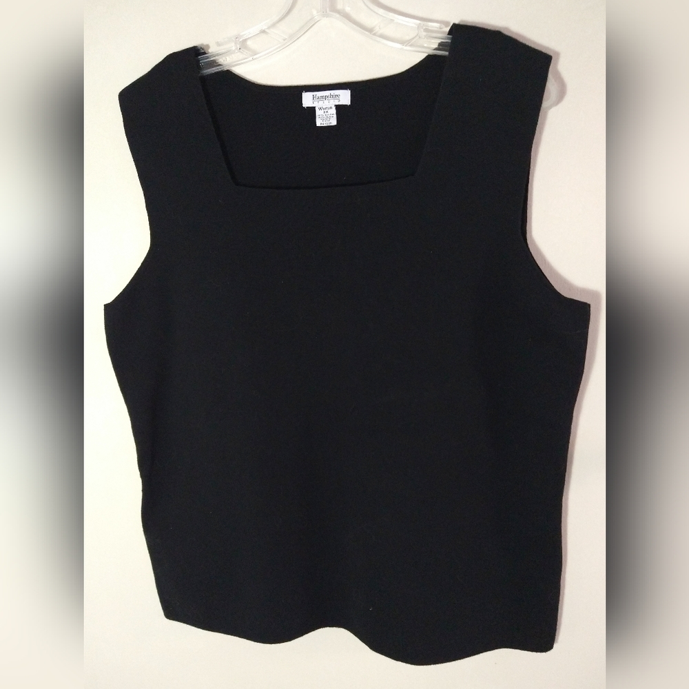 HAMPSHIRE STUDIOS WOMEN'S PLUS SIZE 2X BLACK KNIT SLEEVELESS TOP SQUARE NECKLINE